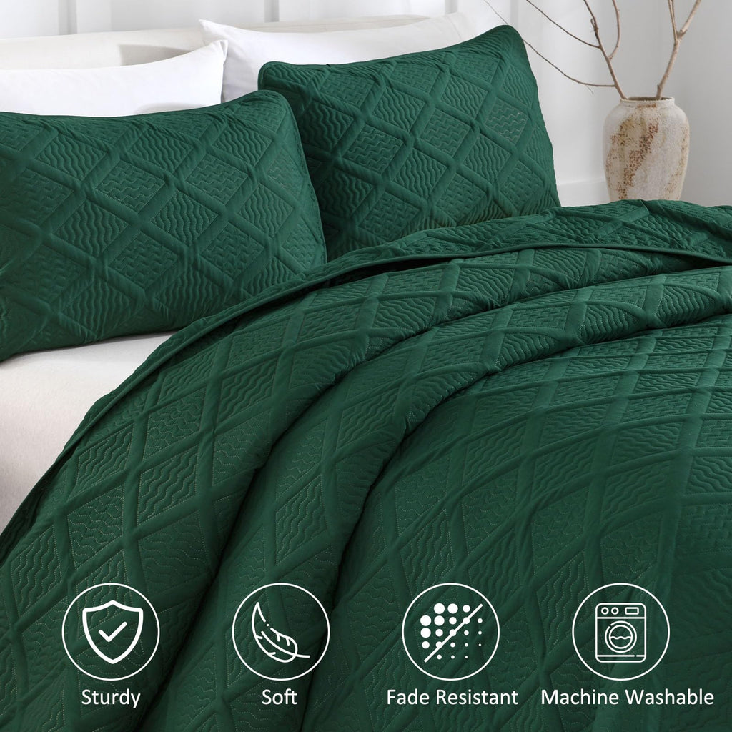 Christmas Bedding Set, Quilts King Size, Emerald Green Bedspread