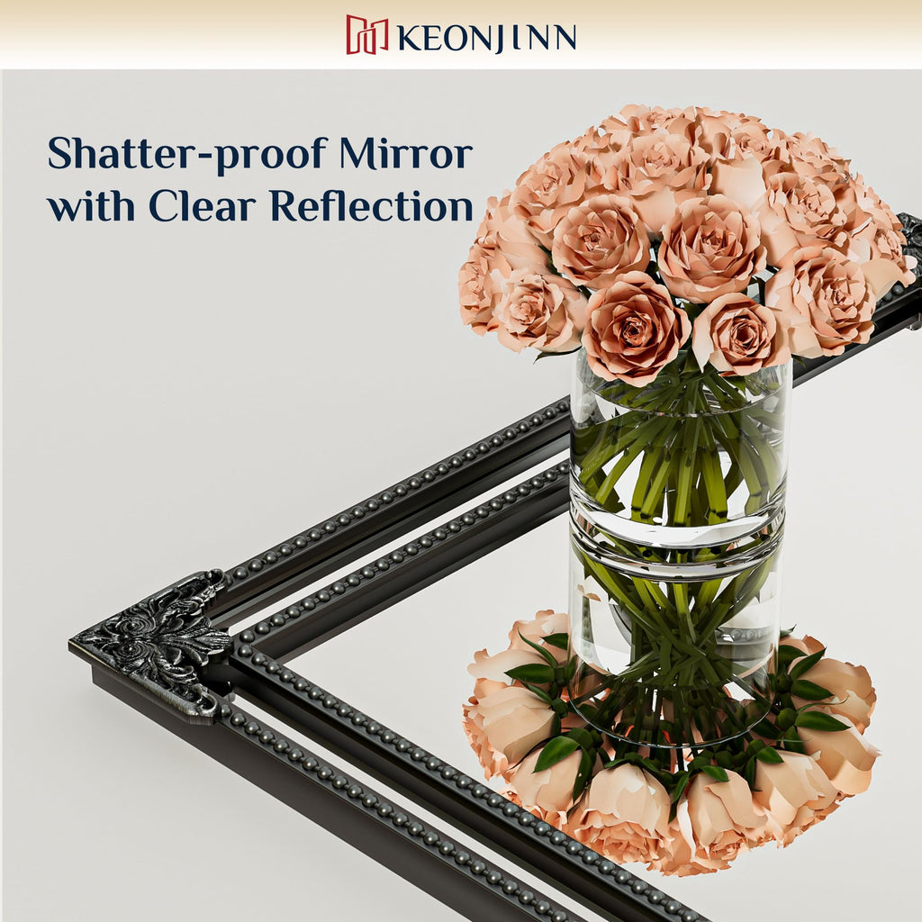 20x30 Inch Black Antique Vintage Mirror, Brass Baroque Mirror