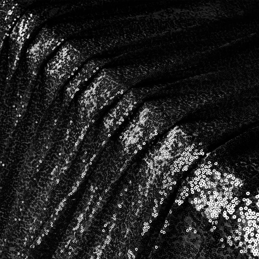 2 Yard Sequin Fabric by The Yard, Black, 48 Inch Width