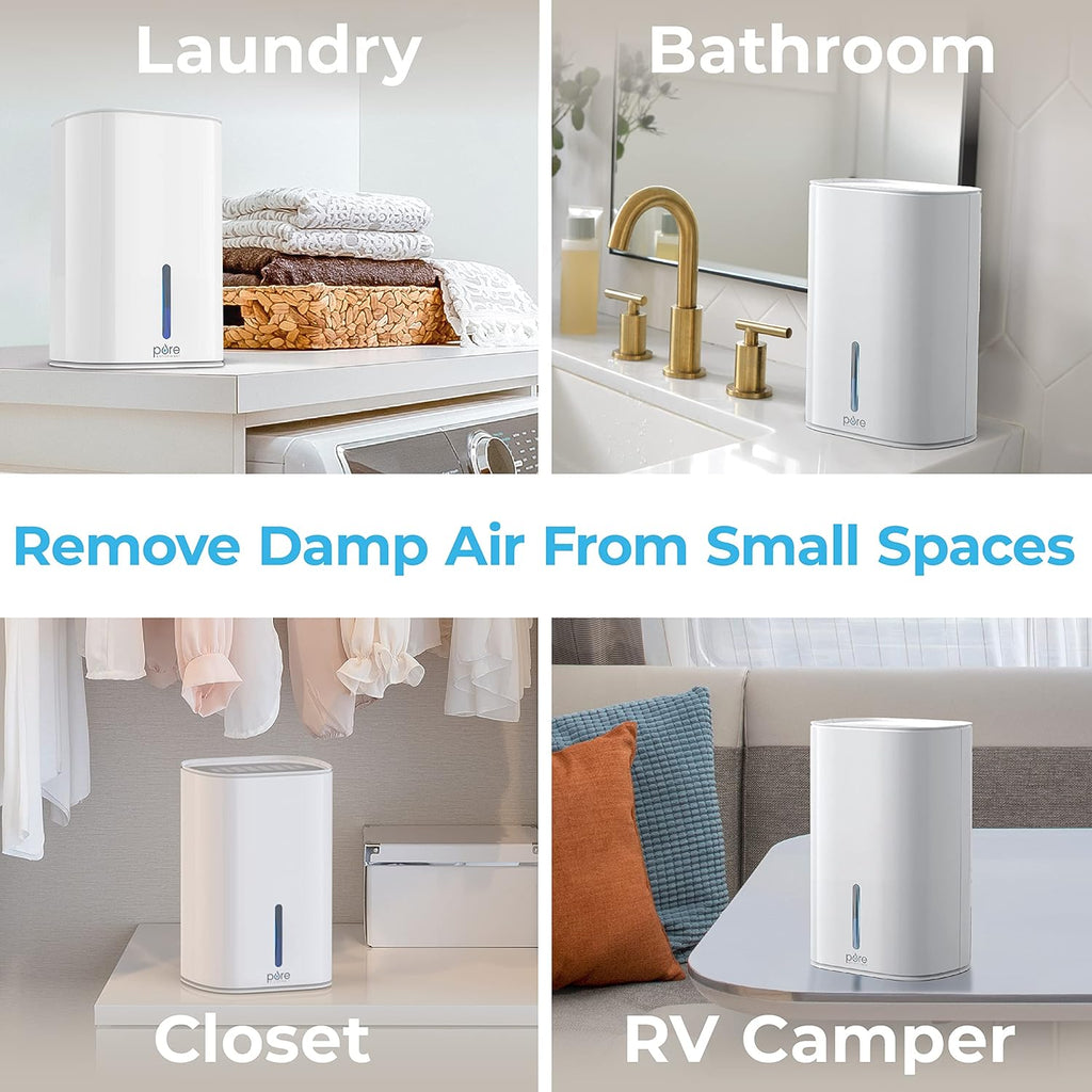 PureDry Mini Dehumidifier - 27oz Compact Water Tank Eliminates 300ml/day of Excess Moisture from Closets, Bathrooms