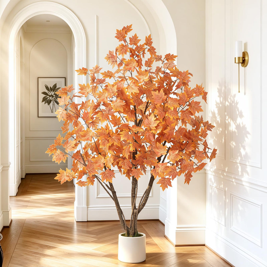 Artificial Fall Maple Tree 5FT, Indoor Outdoor Faux Tree