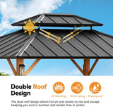 Modern Shade The Horizon Hard Top Gazebo 10' x 12' with 4 LED Lights
