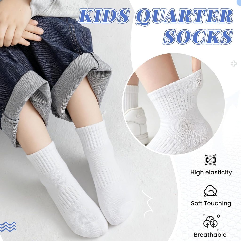 Kids Ankle Athletic Socks Boys Girls Youth Teen Quarter Cotton Sports Running Mini Crew Sock 6 Pairs