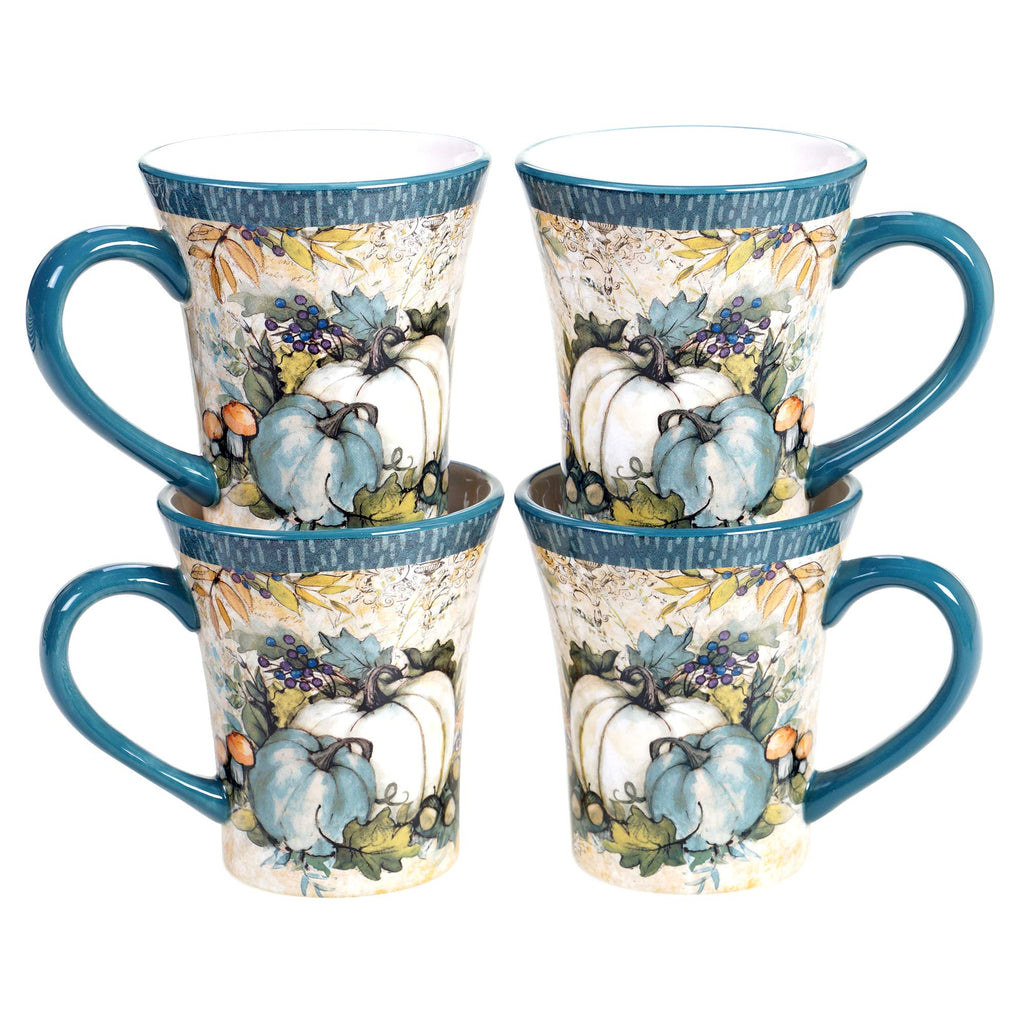 Harvest Gatherings 16-Piece Ceramic Dinnerware Set, Service for 4 - Multicolor Fall Plates, Bowls & Mugs with Pumpkin
