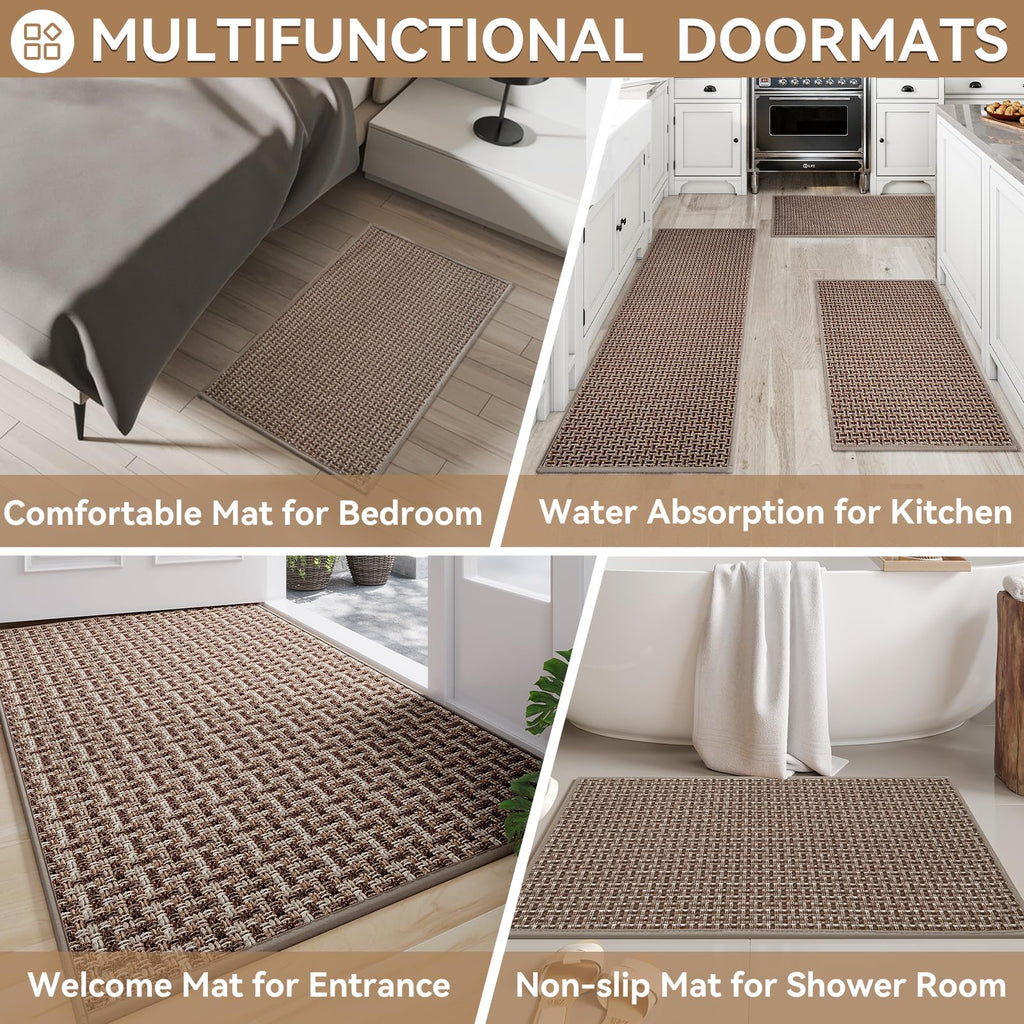 Front Door Mat Indoor Non Slip Entry Mat Extra Large Brown 36"x60"