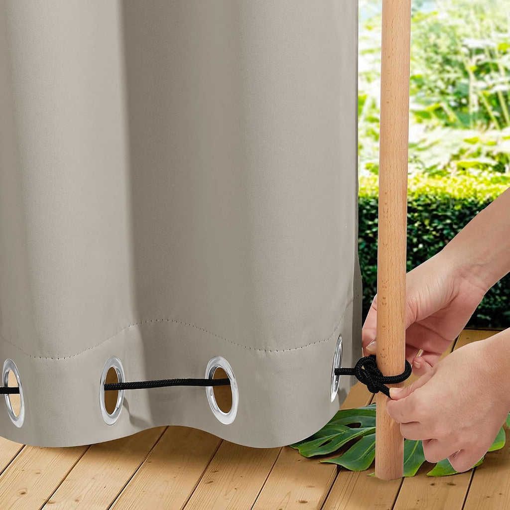 Windproof Outdoor Curtains Waterproof W84xL108 Natural | Premium Thick Privacy Weatherproof UV Block Drapes Grommet