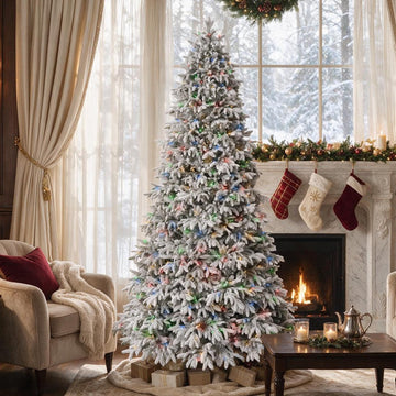 Prelit Luxury Flocked Christmas Tree with Remote Control