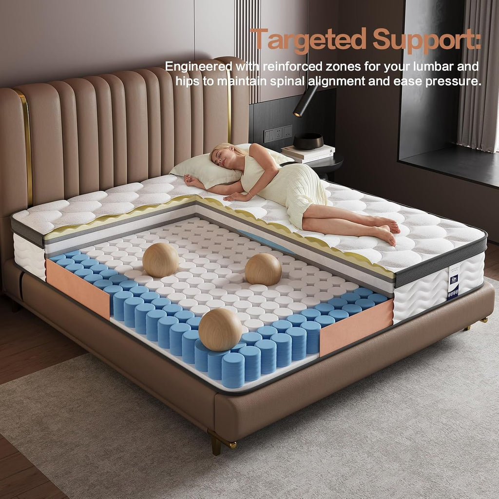 12 Inch Full Size Mattress, Hybrid Bed Mattress in a Box, 75" x 54" | Memory Foam Hybrid, Back Support & Pressure