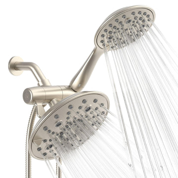 Dual Shower Head, 8'' High Pressure Rainfall & Handheld, Nickel