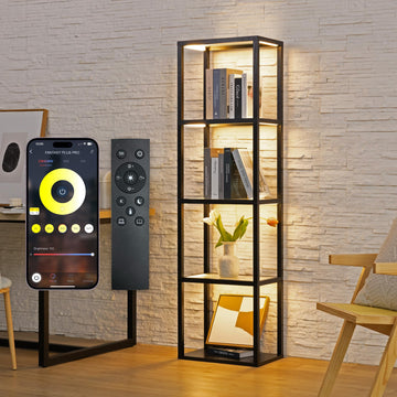 LED Display Shelf with Lights - Glass Display Cabinet for Collectibles with Dimmable Lighting, App & Remote Control