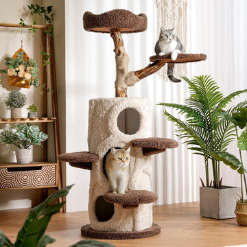 54.7'' Cat Tree Tower for Indoor Cats with 3 Condos, Scratching Post, Perch
