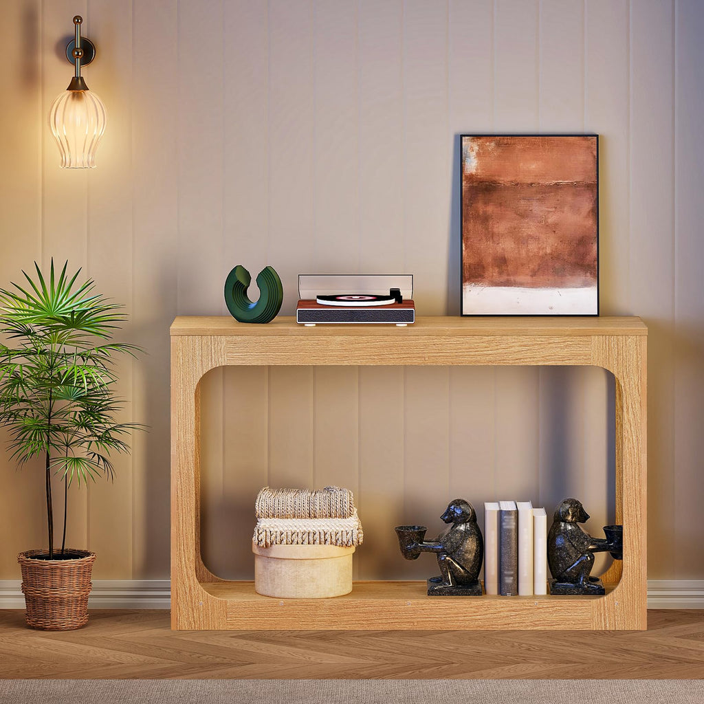 Farmhouse Console Table, 47.2 inches, Light Walnut