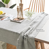 Solid Embroidery Lattice Tablecloth Cotton Linen Dust-Proof Checkered Table Cover Dinning Tabletop D