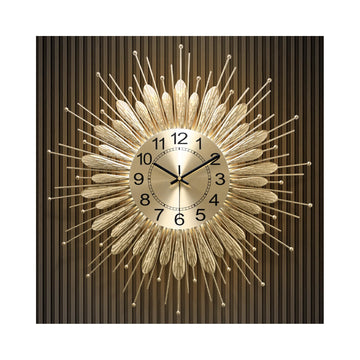 27" Gold Mid Century Modern Wall Clock, Battery Operated Decorative Decorative Metal Wall Clock