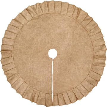 Christmas Tree Skirt Linen Burlap Tree Skirt with Ruffled Border Rustic Christmas Burlap Tree Skrit Holiday