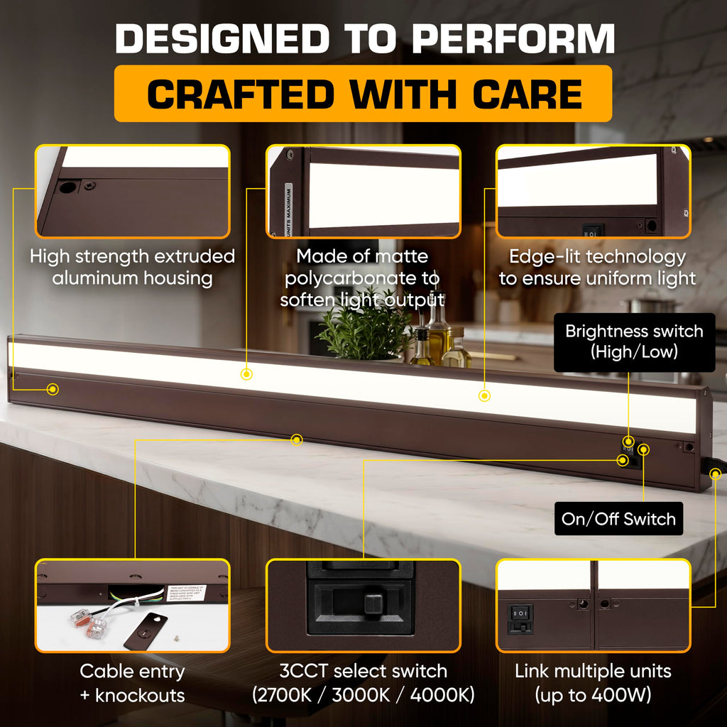 LED Under Cabinet Lighting Hardwired - 40 Inch Bronze