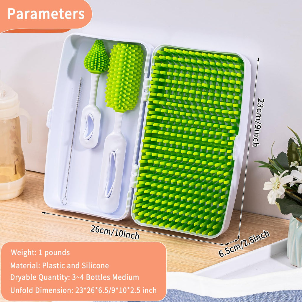 Baby Bottle Drying Rack, Travel Bottle Cleaner Kit for Working Mom, Baby Feeding Essentials - 9 x 5 x 2.5