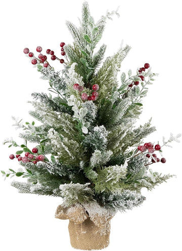Flocked Balsam Pine Artificial Mini Christmas Tree in Burlap Base - 24" - Unlit