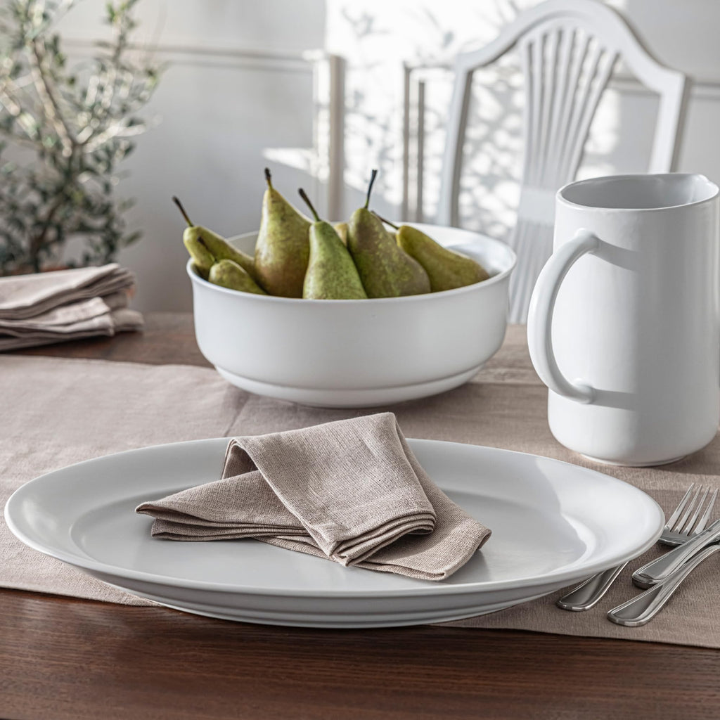Rim Stoneware Serving Platter - Elegant 1-Piece Oval Serving Platter to Complete Your Kitchen Set - 16" L x 10.8" W