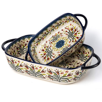 Baking Dish Ceramic Baking Pan Blue Casserole Dish Rectangular Baking Set 2pcs Bakeware Sets Single Serving Size