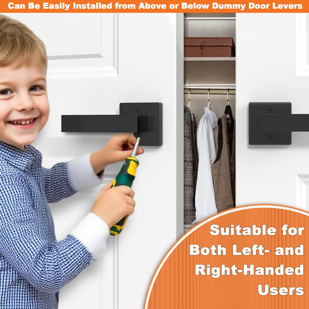 Dummy Door Handles Interior Closet Black Pack of 6 Without Latch