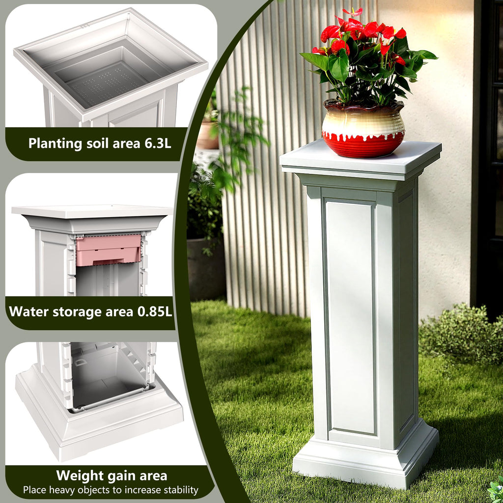 36in Tall Resin Planter Set of 2, Large Outdoor Planter for Porch, Garden, and Balcony, Weight-Bearing Top