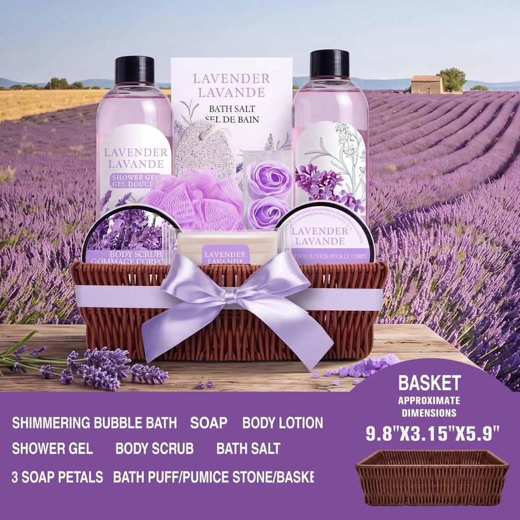 Lavender Spa Gift Baskets for Women 10 Pcs