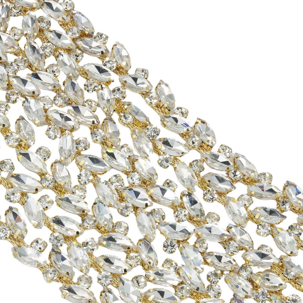 Rhinestone Trim Chain, 3 Yards, 0.59 Inch Wide, Gold