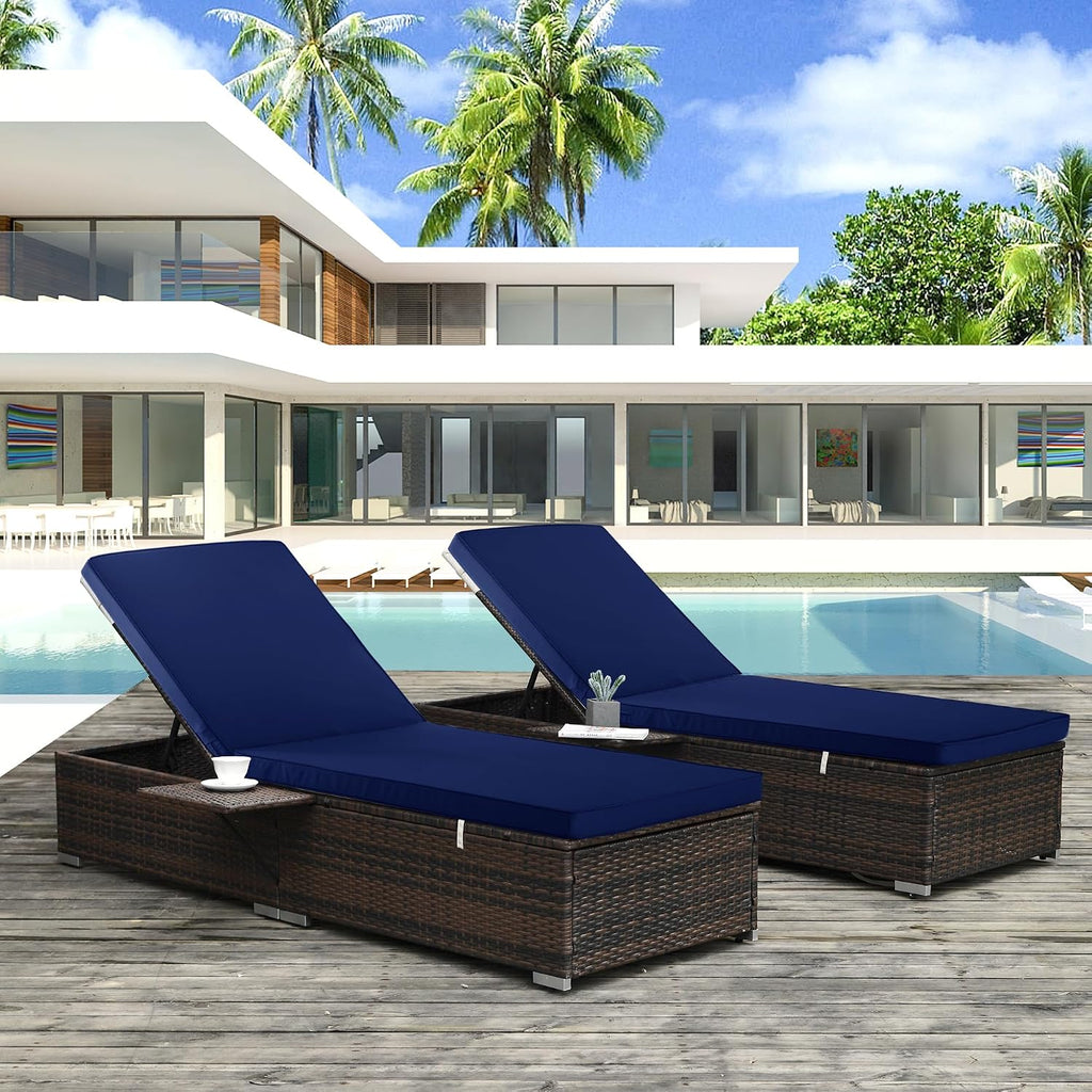 Chaise Lounge Cushions Outdoor, 72x21x3 Inch, Navy | Waterproof Fade and Tear Resistant Lounge Deck Chair Cushions