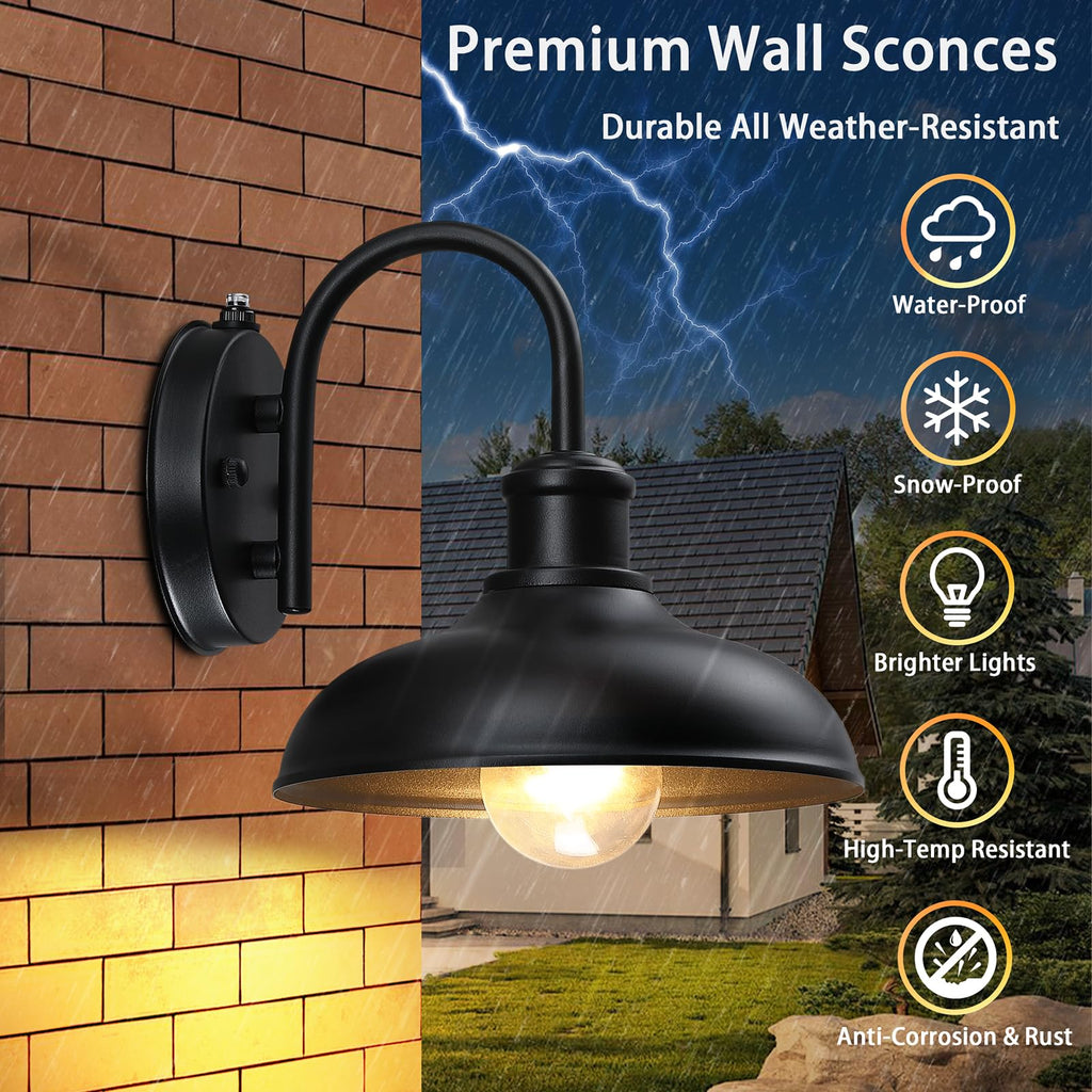 Dusk to Dawn Gooseneck Outdoor Light Fixtures, Farmhouse Barn Lights