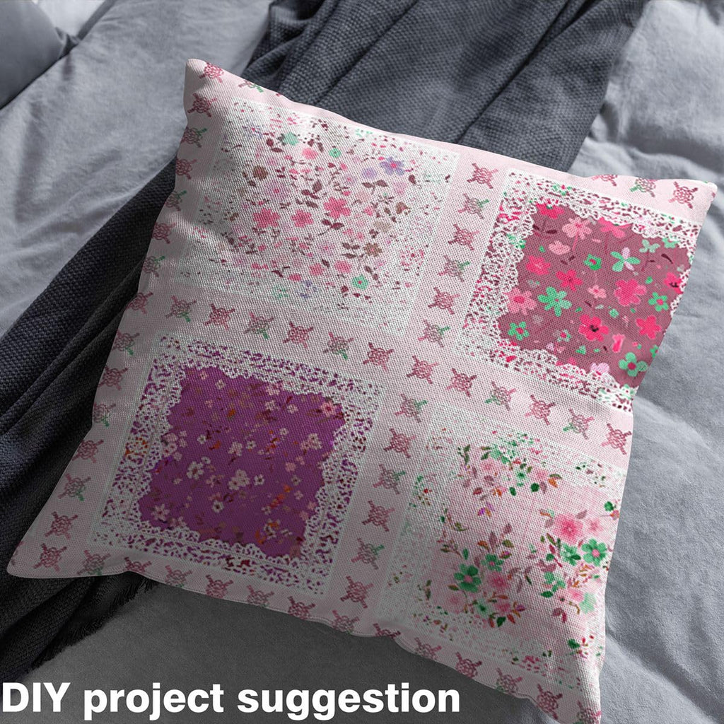 Purple Florals Soft Polyester for Sewing Lover, Beautiful Plants Fabric by The Yard No Stretch, Patchwork Plaid