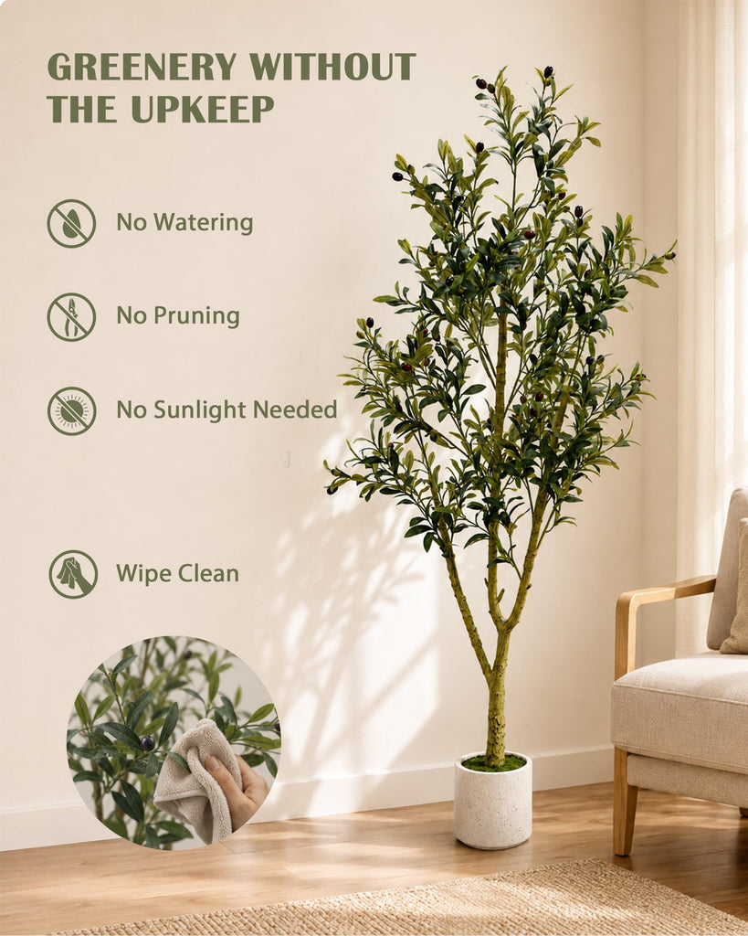 Faux Olive Tree 6ft, Artificial Olive Tree for Indoor Decor
