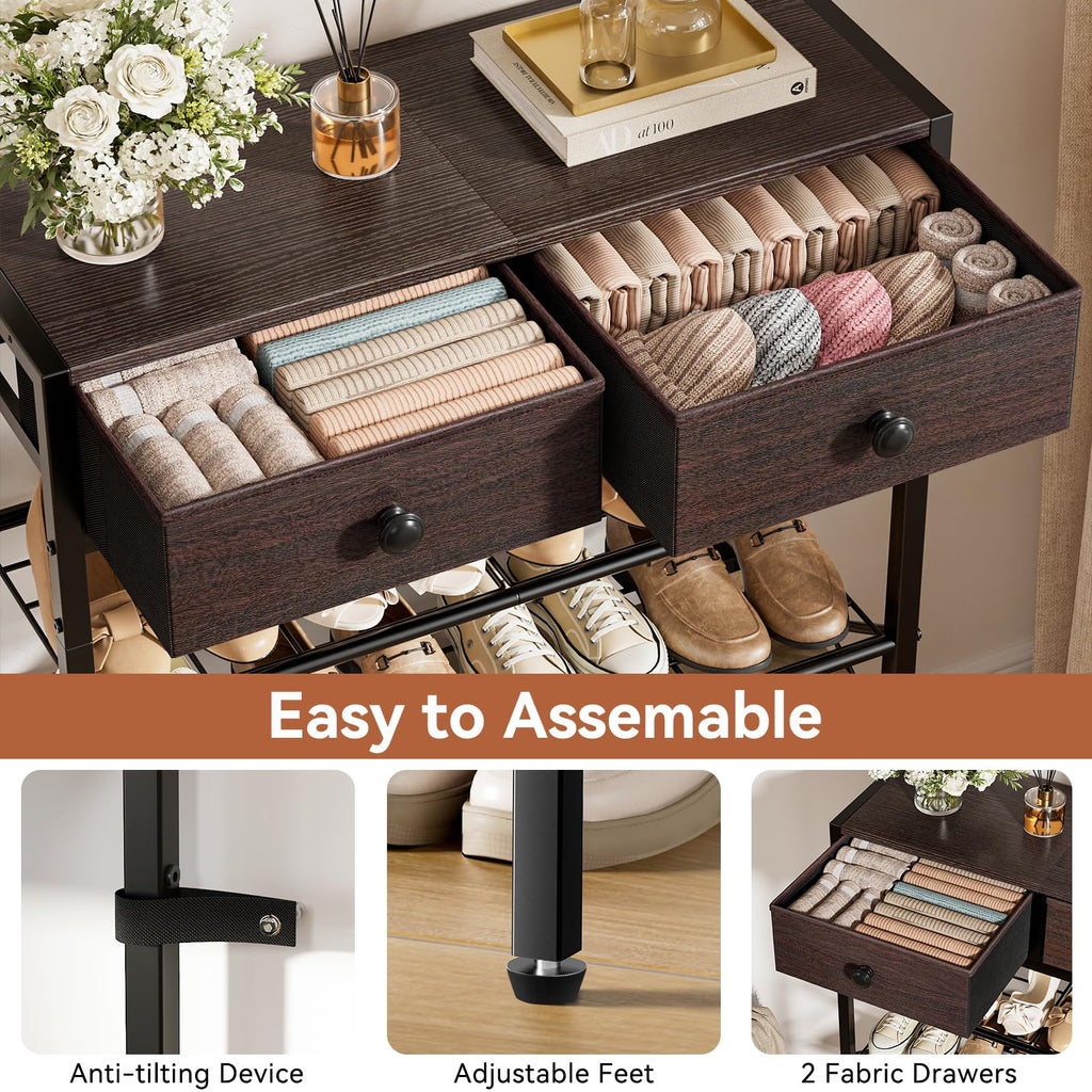 5 Tier Shoe Rack with 2 Drawers, 16-20 Pairs Dark Brown