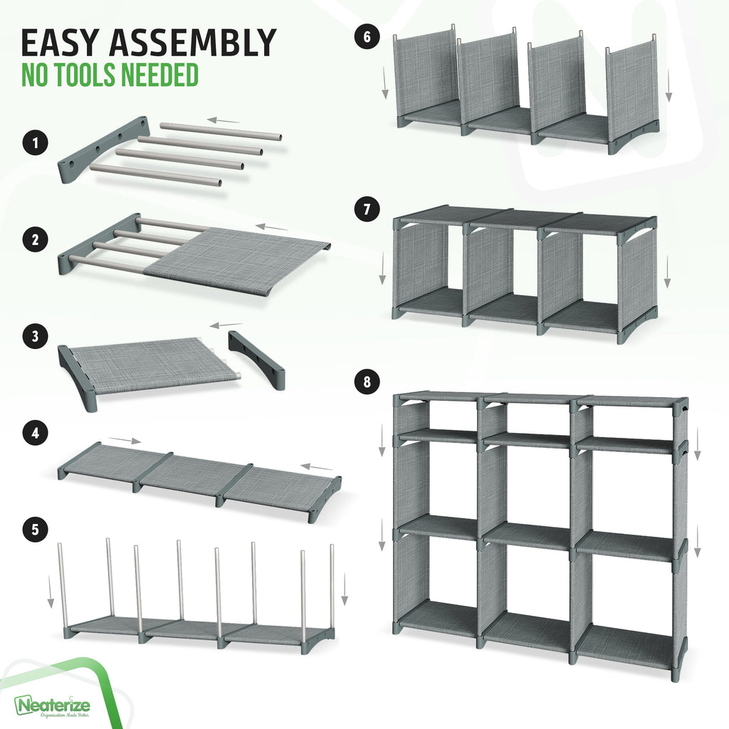 Cube Storage Organizer with Storage Bins Included - The Perfect Closet Organizers and Storage Solution. Includes 9