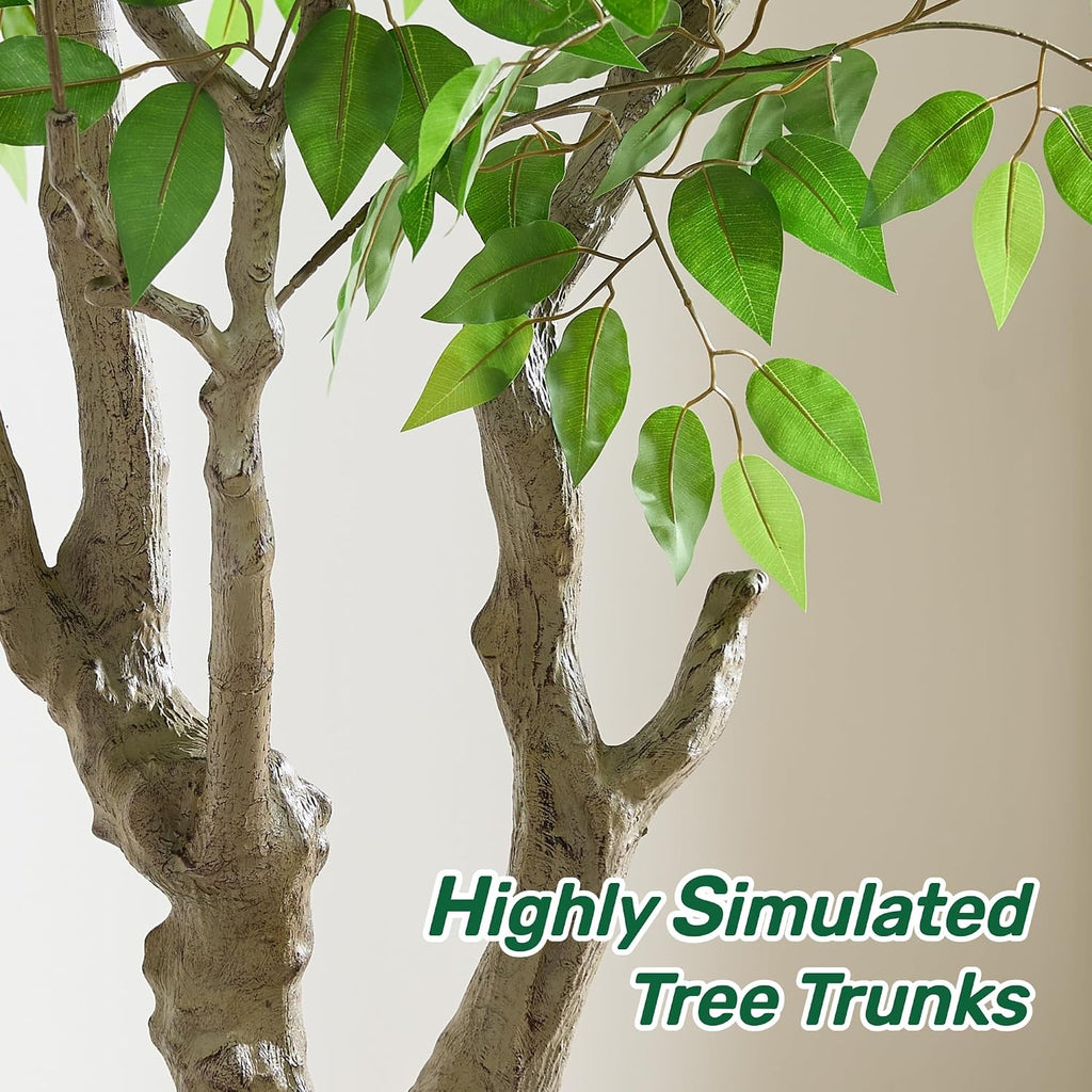 8FT Artificial Ficus Tree with White Planter, Faux Banyan Tree