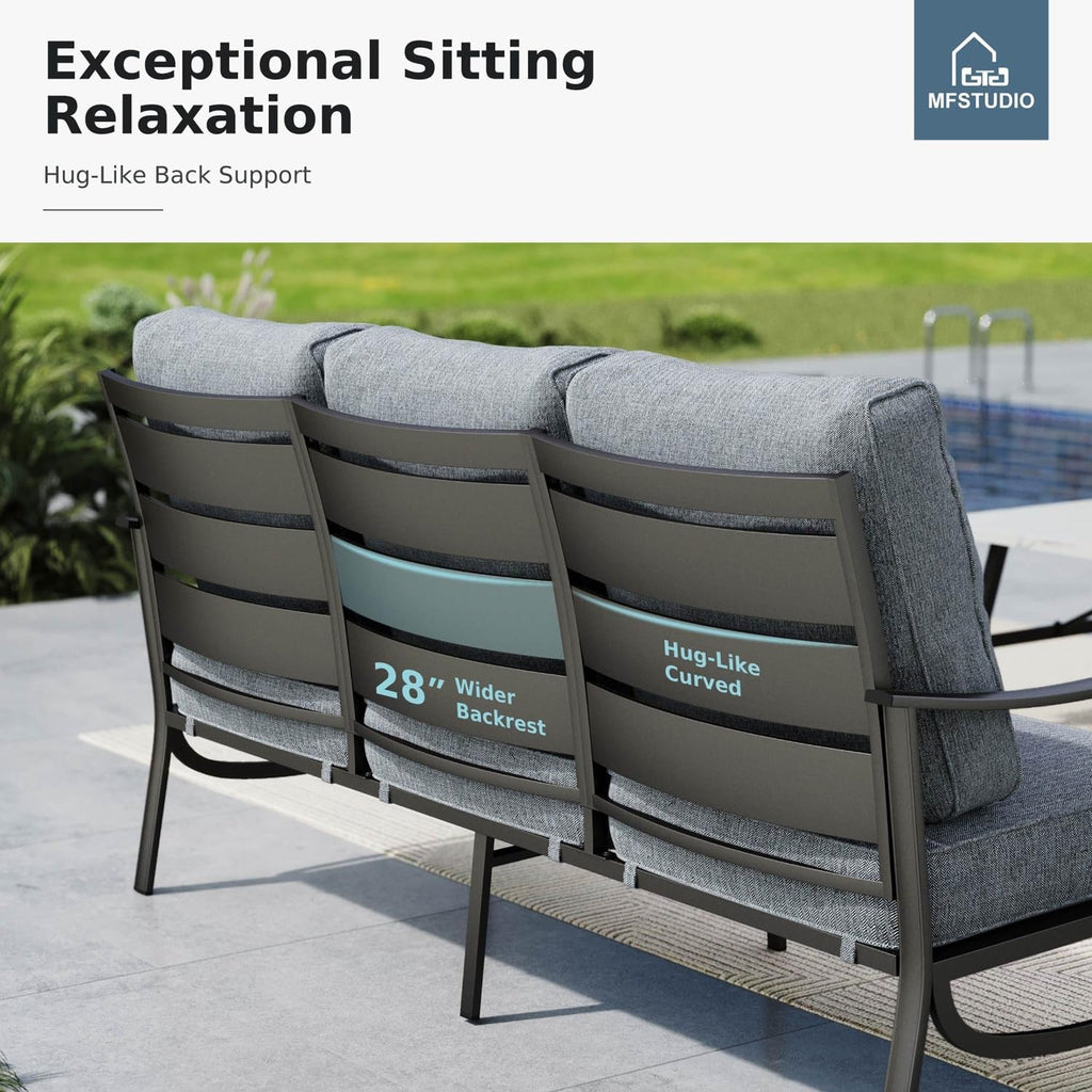 4 Pieces Patio Conversation Sets(5 Seat),Outdoor Metal Furniture Sofas with 1 Loveseat(3 Seat)