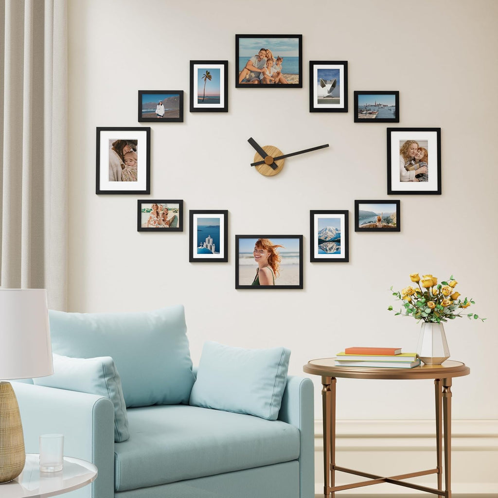 12 Pack Picture Frames Collage Wall Decor, Black | Gallery Wall Frame Set: 4pcs 8x10, 4pcs 5x7 & 4pcs 4x6 Photos for