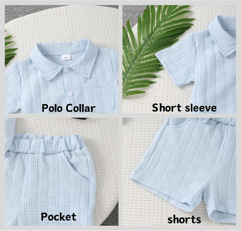 Years Toddler Boys Clothes 2 Piece Summer Outfit Short Sleeve Button Down Shirt Top and Shorts Set
