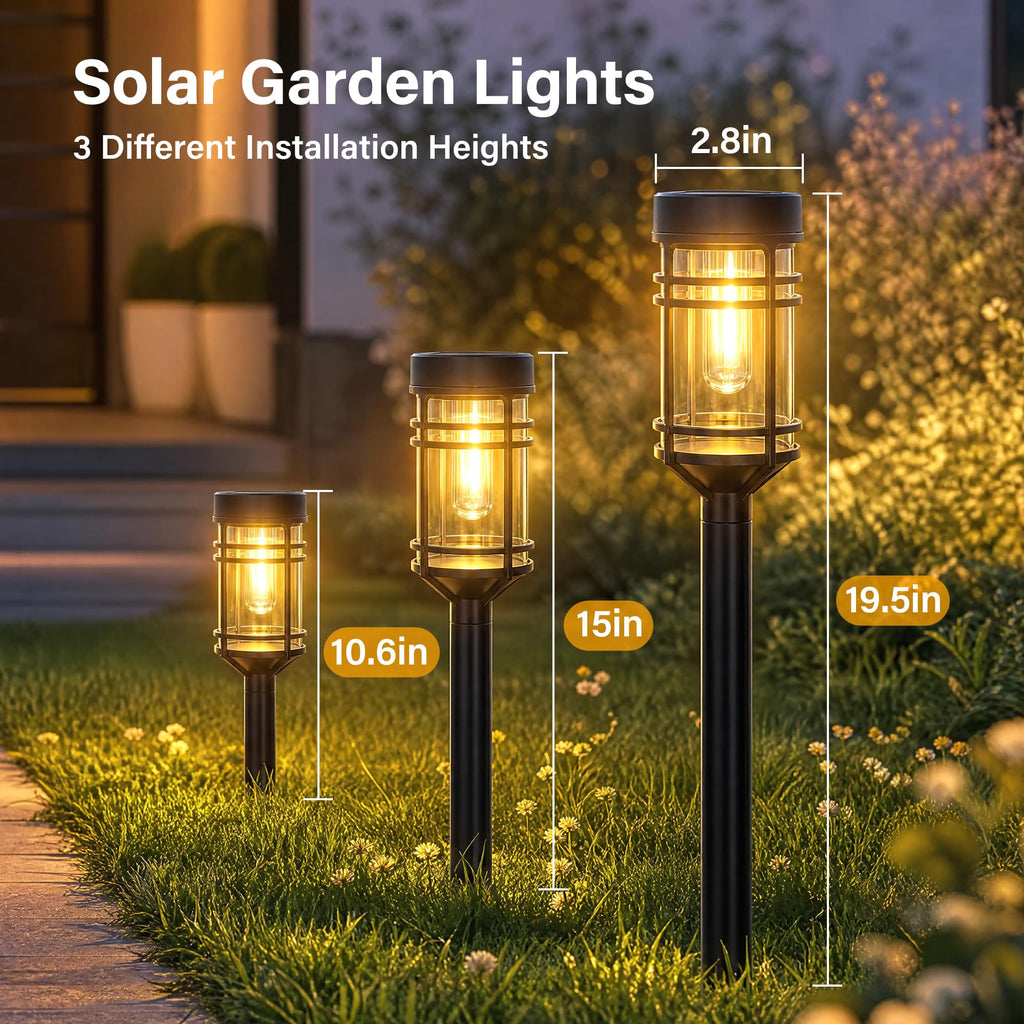 Solar Pathway Lights Outdoor 6 Packs, Solar Garden Lights IP65 Waterproof, LED Solar Powered Path Light Auto On/Off