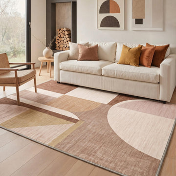 Washable Area Rugs, Earthy Mid Century Modern Rug