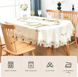 Jacquard Floral Oval Tablecloth Little Rose Embroidered Lace Beige Table Cover Dining Kitchen Decor 