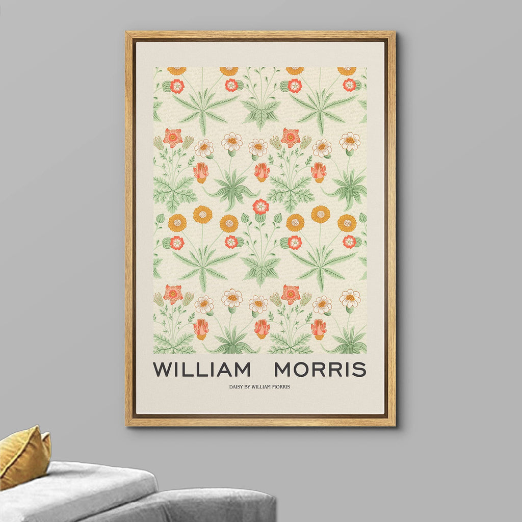 Framed Canvas Print Wall Art Daisy Flowers by William Morris Historic Cultural Illustrations Fine Art Traditional