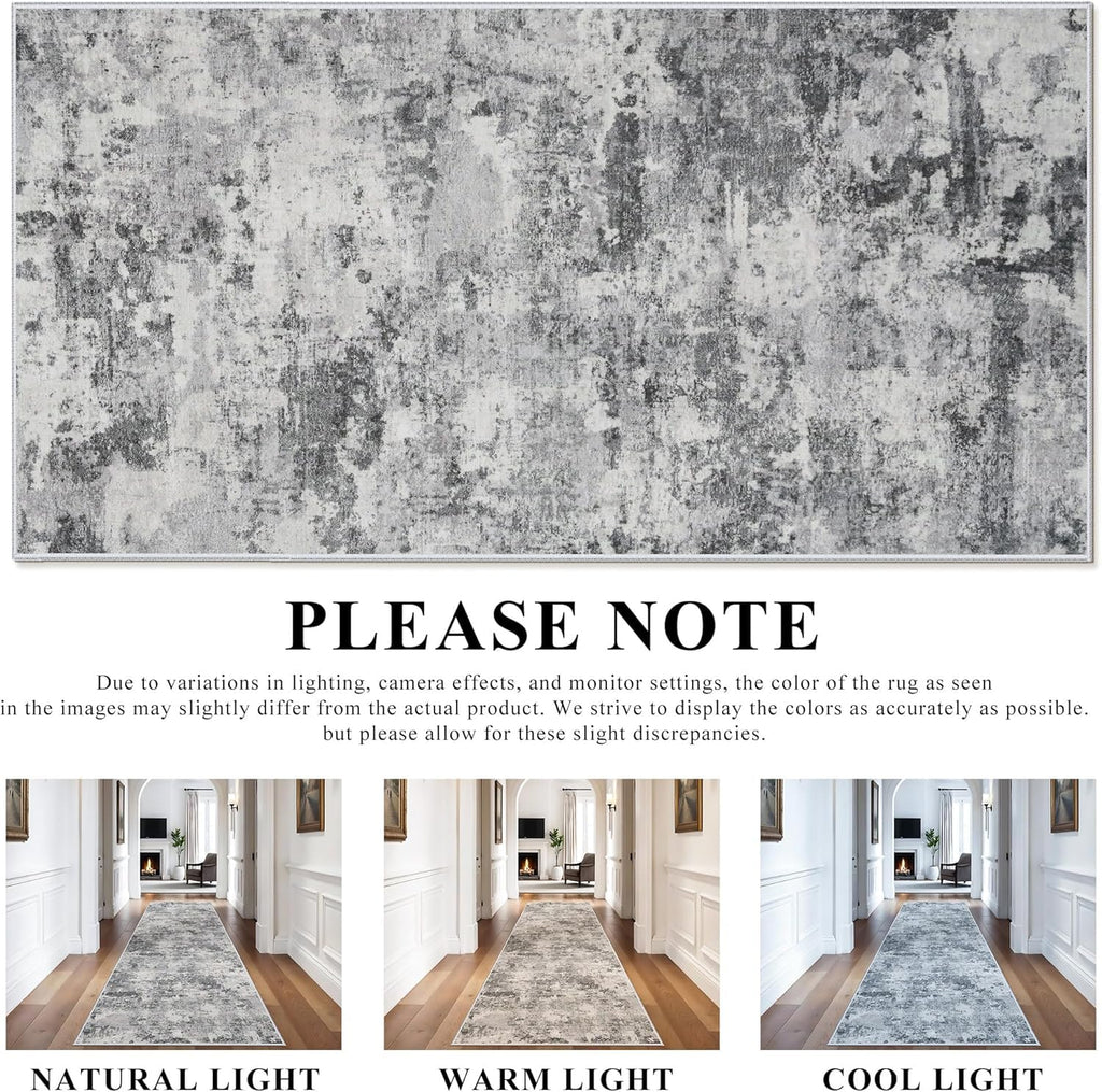 Area Rug Square Washable: Abstarct Non Slip Rugs Blackgrey