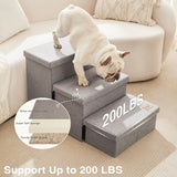 Dog Stairs for High Bed 18" H, Foldable Pet Stairs for Small Medium or Large Dogs Puppy with Storage for Bed or Couch