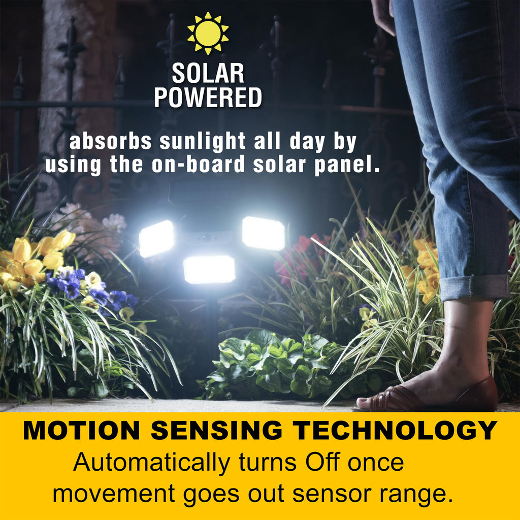 Bionic Floodlight Solar Light Outdoor Waterproof Patio Light Motion Sensor Outdoor Lights w/ Remote Control 3 Heads