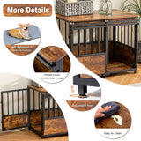 32 Inch Dog Crate Furniture with Cushion for Large Medium Dogs, Wooden Heavy Duty Dog Kennel with Double Doors