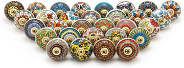 Drawer Knobs and Pulls - Vintage Assorted Colorful Blue Pottery Ceramic Drawer Handle Cabinets Interior Door Decor