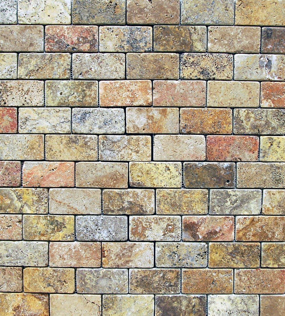 Scabos Travertine Tumbled 3"X6" Subway Tile -1 sq.ft.
