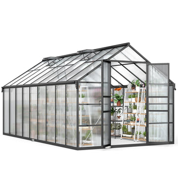 10x18FT Galvanized Steel Greenhouse, Walk-in Greenhouse for Outdoor