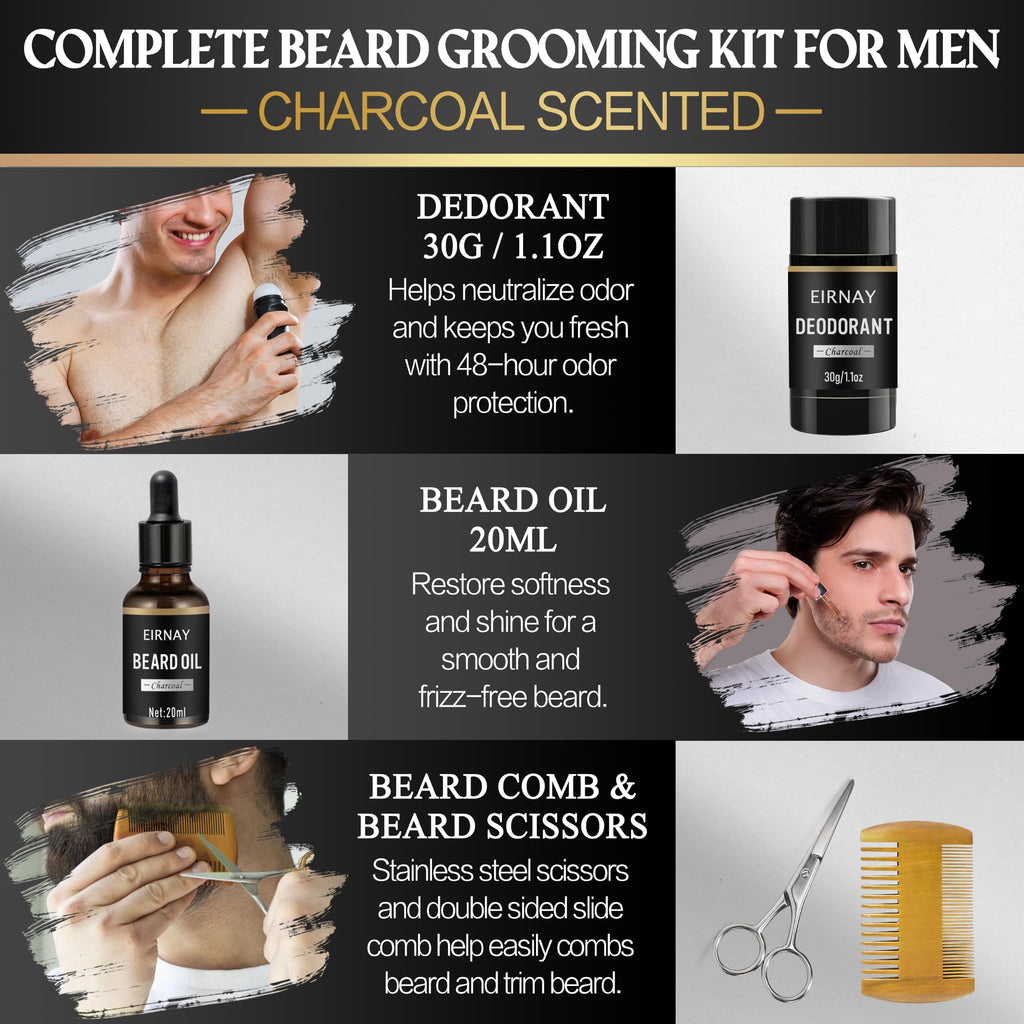 Spa Gifts for Men, Charcoal Bath and Beard Grooming Kit